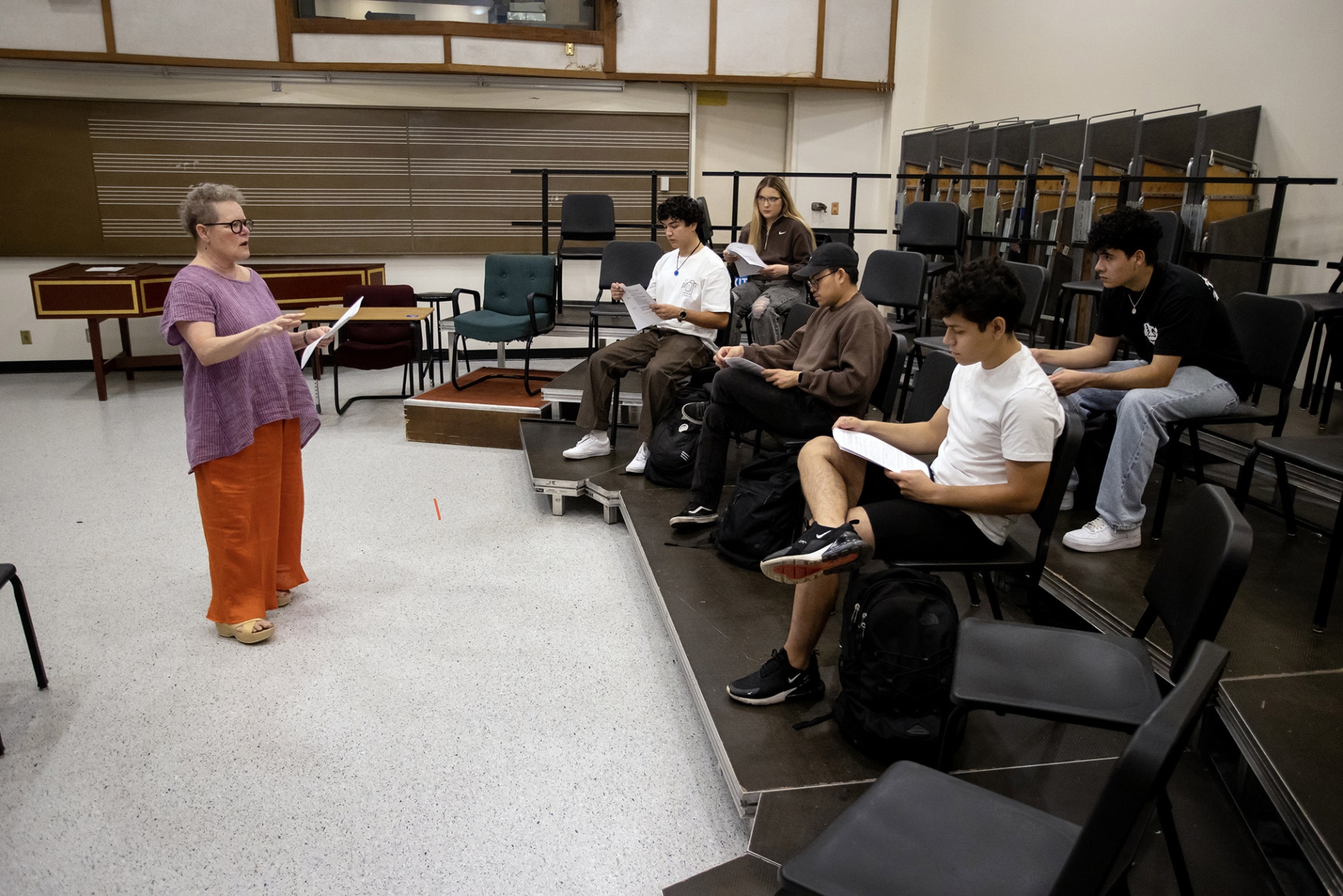 Music classroom with instructor and students