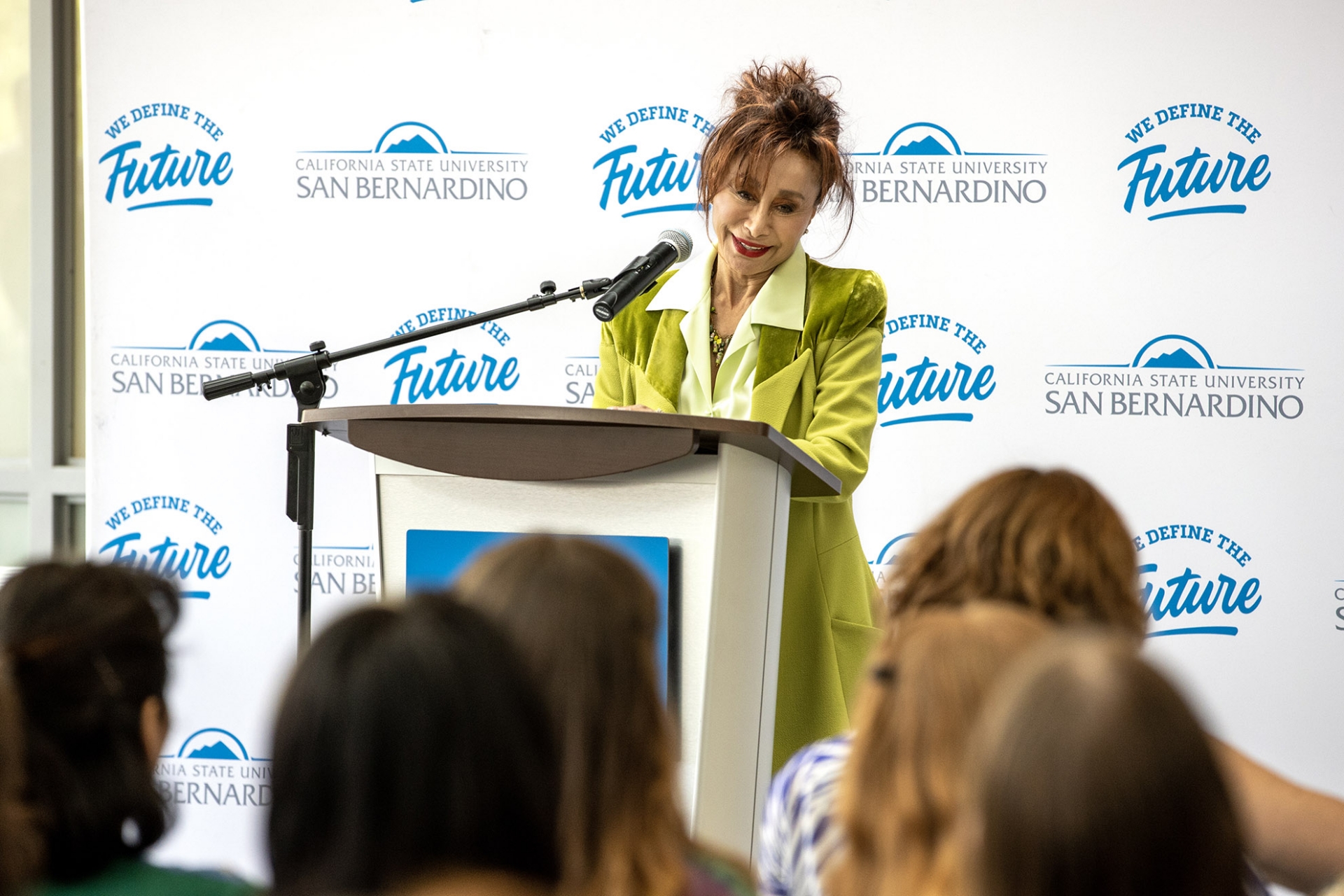 Judy Rodriguez Watson speaks at the unveiling ceremony on May 3.