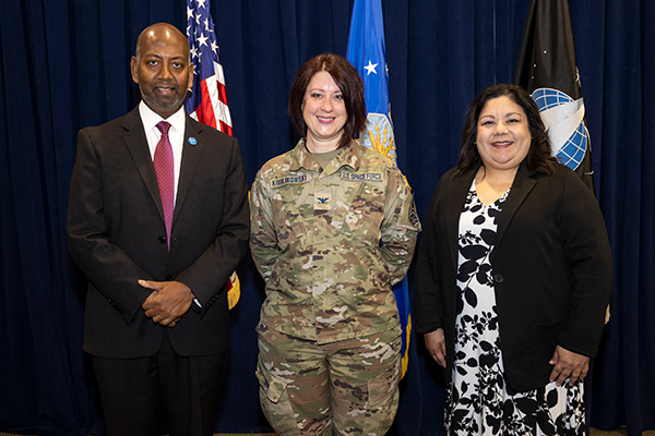 Samuel Sudhakar, CIO and Vice President, Information Technology Services, California State University, San Bernardino, Col. Jennifer Krolikowski, and Evangelina Shreeve