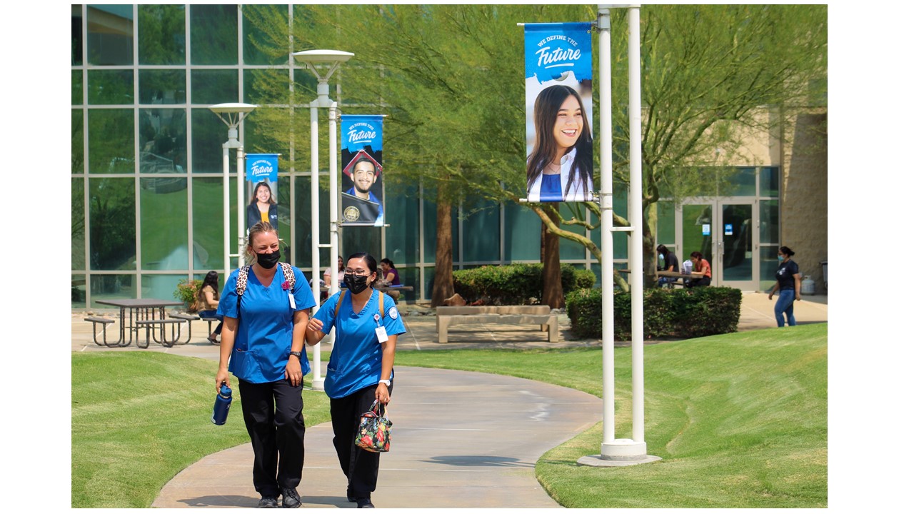 Student nurses on campus