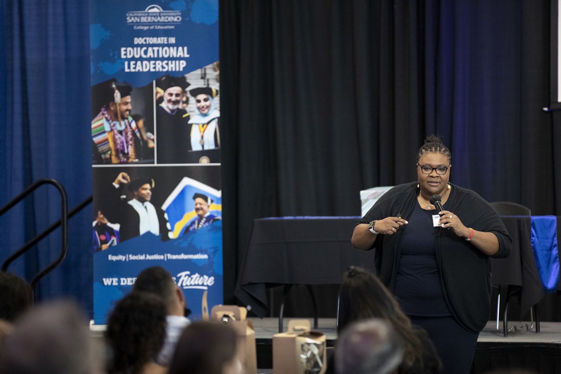 Chernina Betters speaking at a Doctoral Alumni Reception and Mixer, during Homecoming 2021.