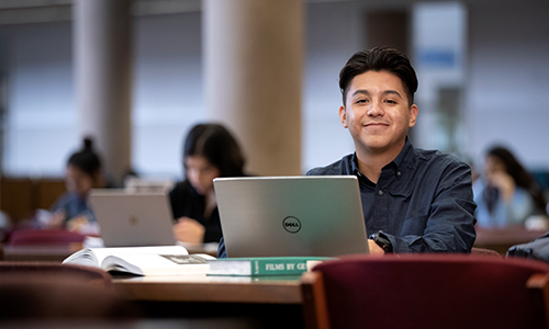 Student working on computer