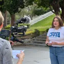 Behind the scenes of Camille displaying her coyote pride
