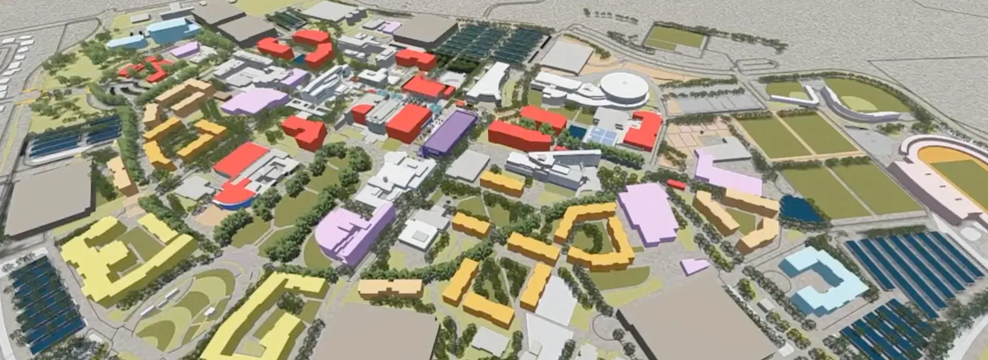 An architect’s rendering of the master plan for Cal State San Bernardino.