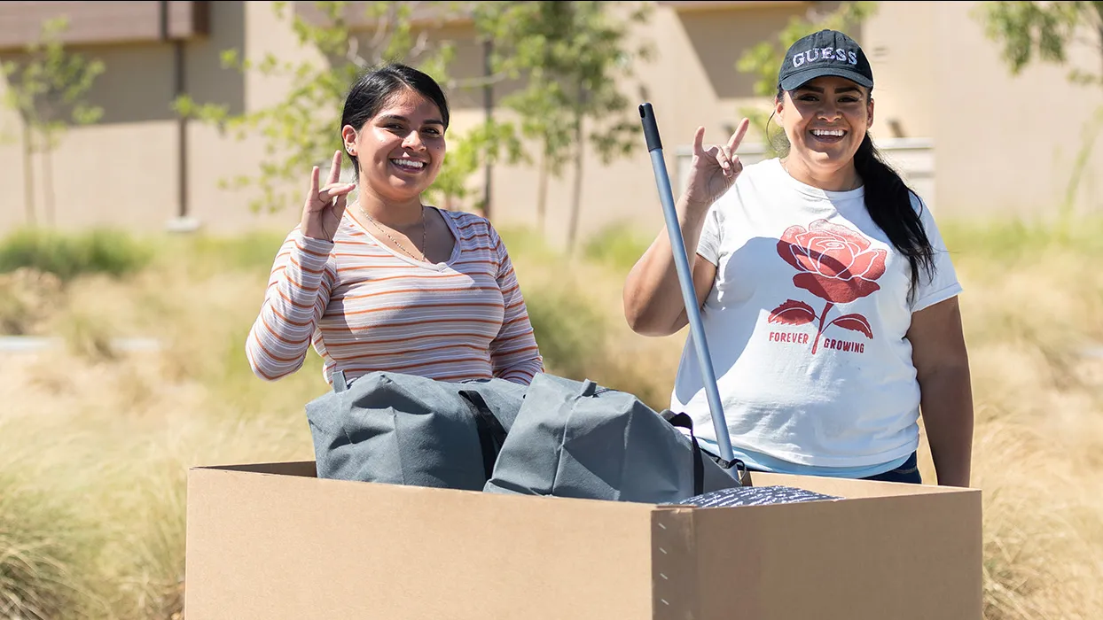 Students moved into campus housing with the help of family and friends.  