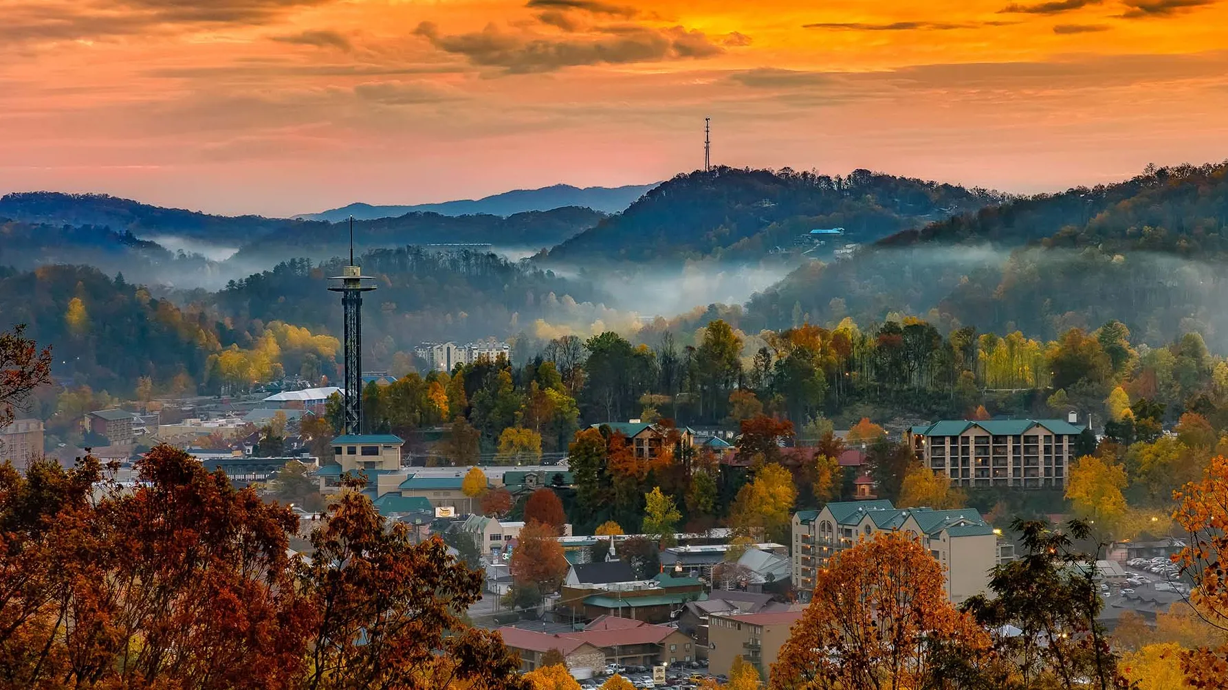 The Gatlinburg, Tenn., cityscape.  