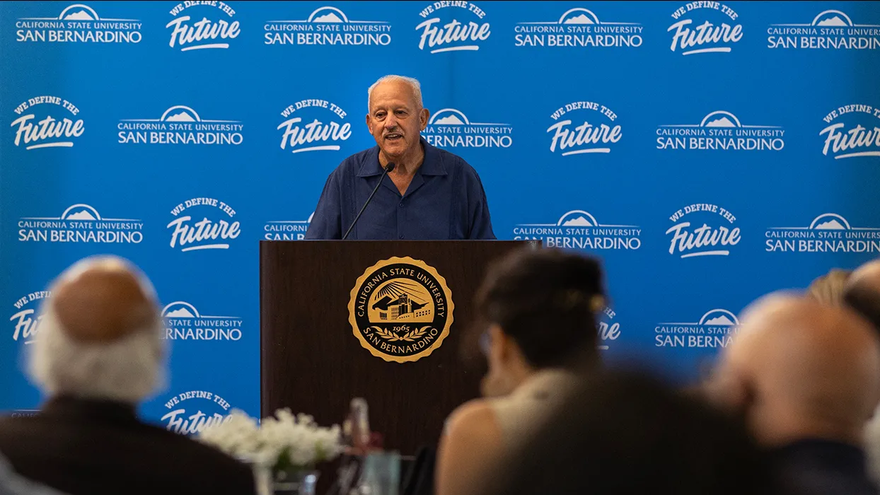 CSUSB President Tomás D. Morales offered welcoming remarks at the Sept. 28 faculty brunch.