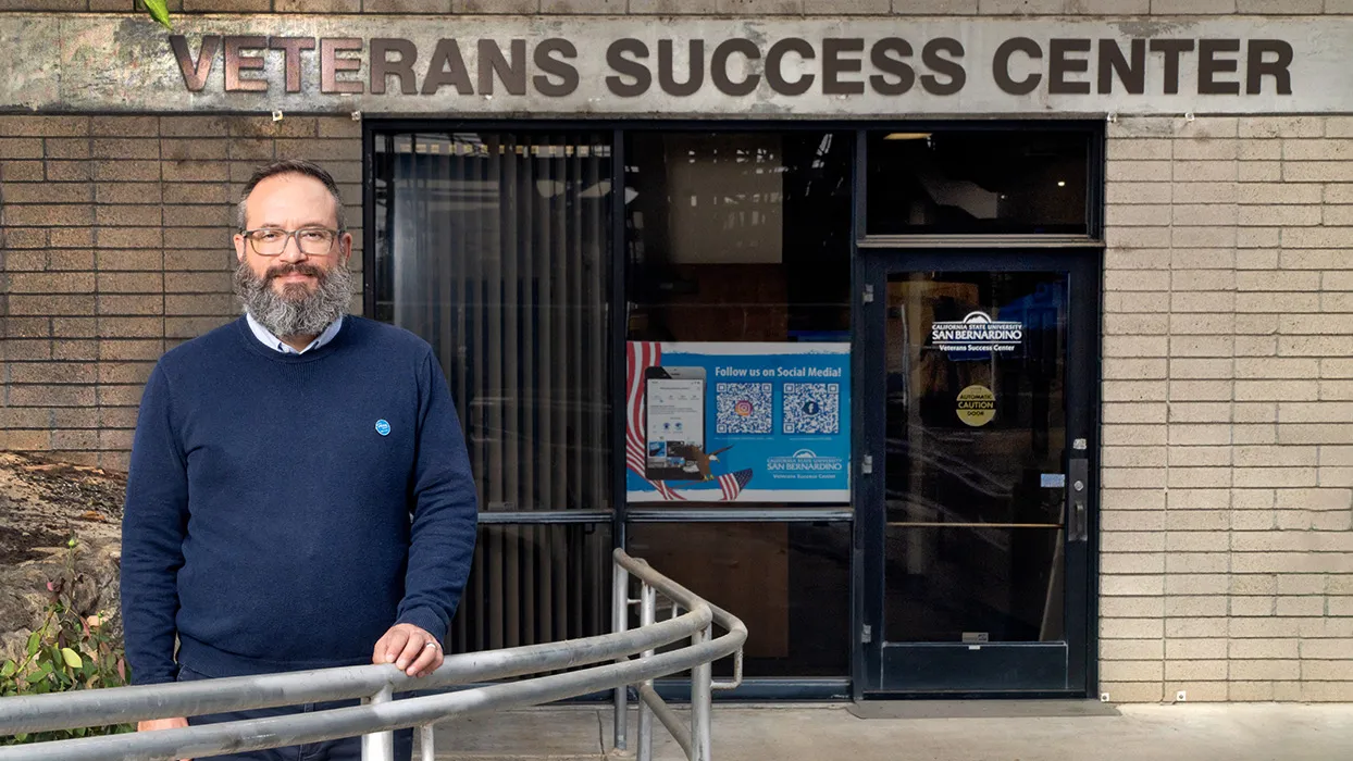 CSUSB Veterans Success Center (VSC) supports former, current and future service members of the U.S. Armed Forces and their dependents under the leadership of alumnus Agustin Ramirez ’07, U.S. Navy veteran and director of the VSC. 