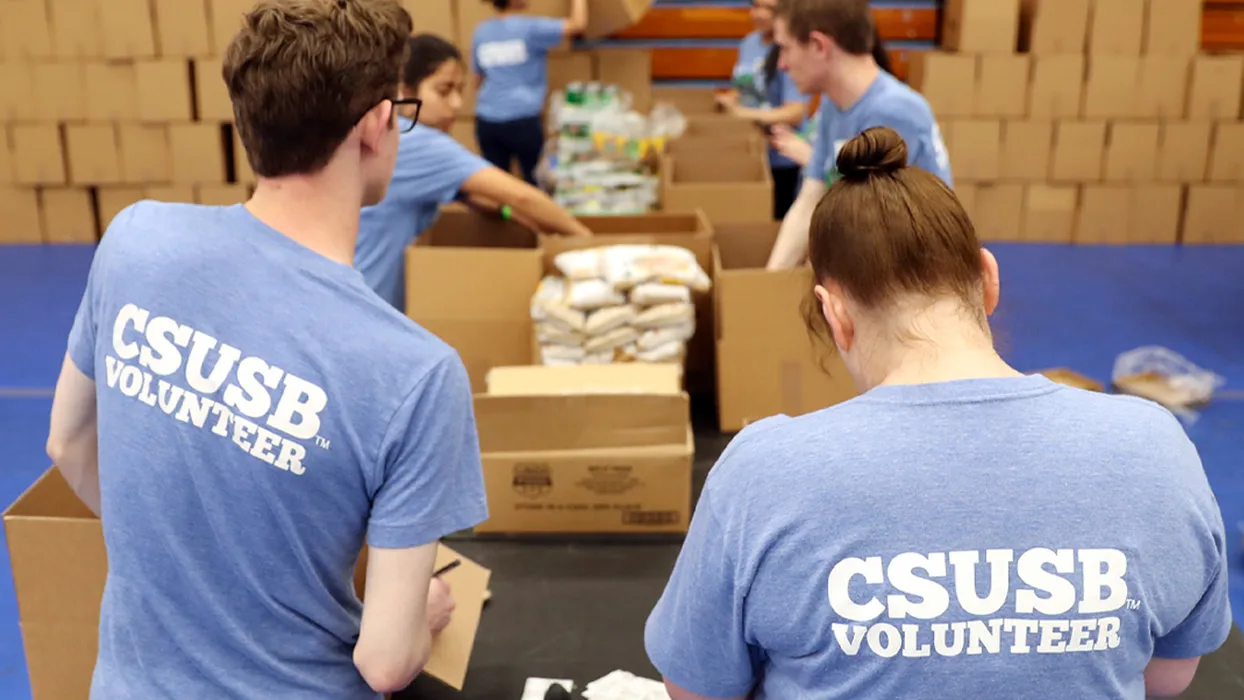 This year, 30 faculty, students and staff from the San Bernardino campus volunteered at Community Action Partnership of San Bernardino, where they packed 725 food boxes for families facing food insecurity. 