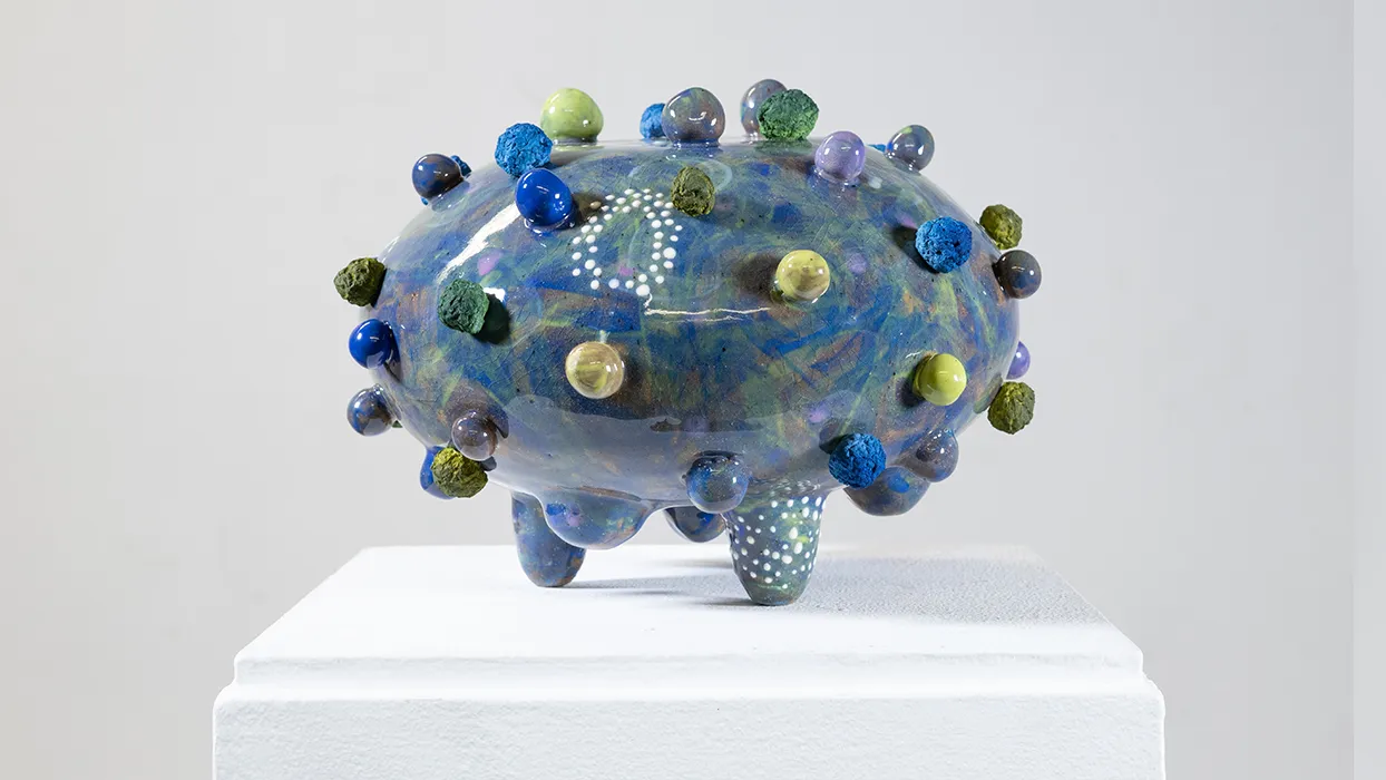 One of the pieces from “Adaptive Compulsion,” Amanda Santos’ mixed media installation.