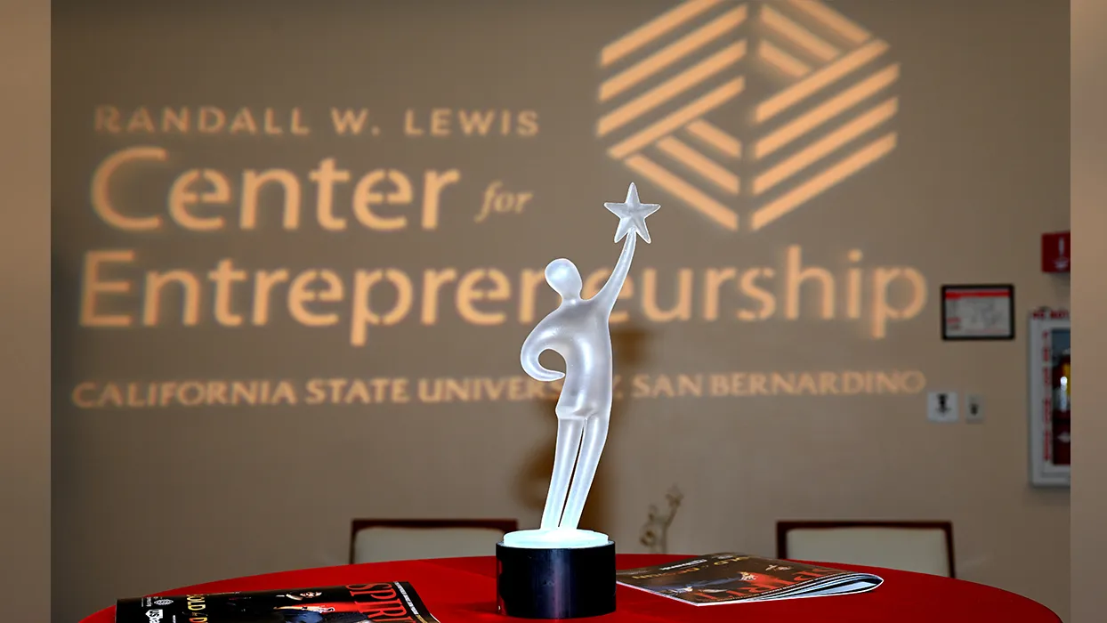 One of the awards on a table at the Spirit of the Entrepreneur Awards ceremony