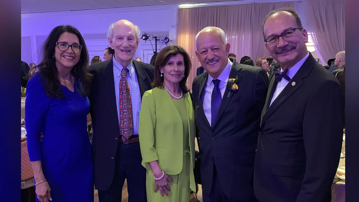 From right, University at Albany President Havidán Rodriguez; CSUSB President Tomás D. Morales and his spouse, Evy Morales; Morales’ Dissertation Chair Frederick Volkwein; President Rodriguez’ spouse, Rosy Lopez