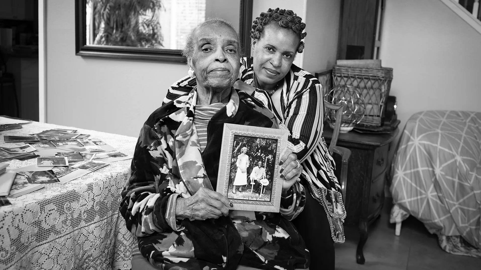“Annette Overstreet & Myrna Overstreet Spear, 2024,” From the report, "Remembering the Valley Truck Farms," photo by Tamara Cedré, courtesy of A People's History of the I.E.
