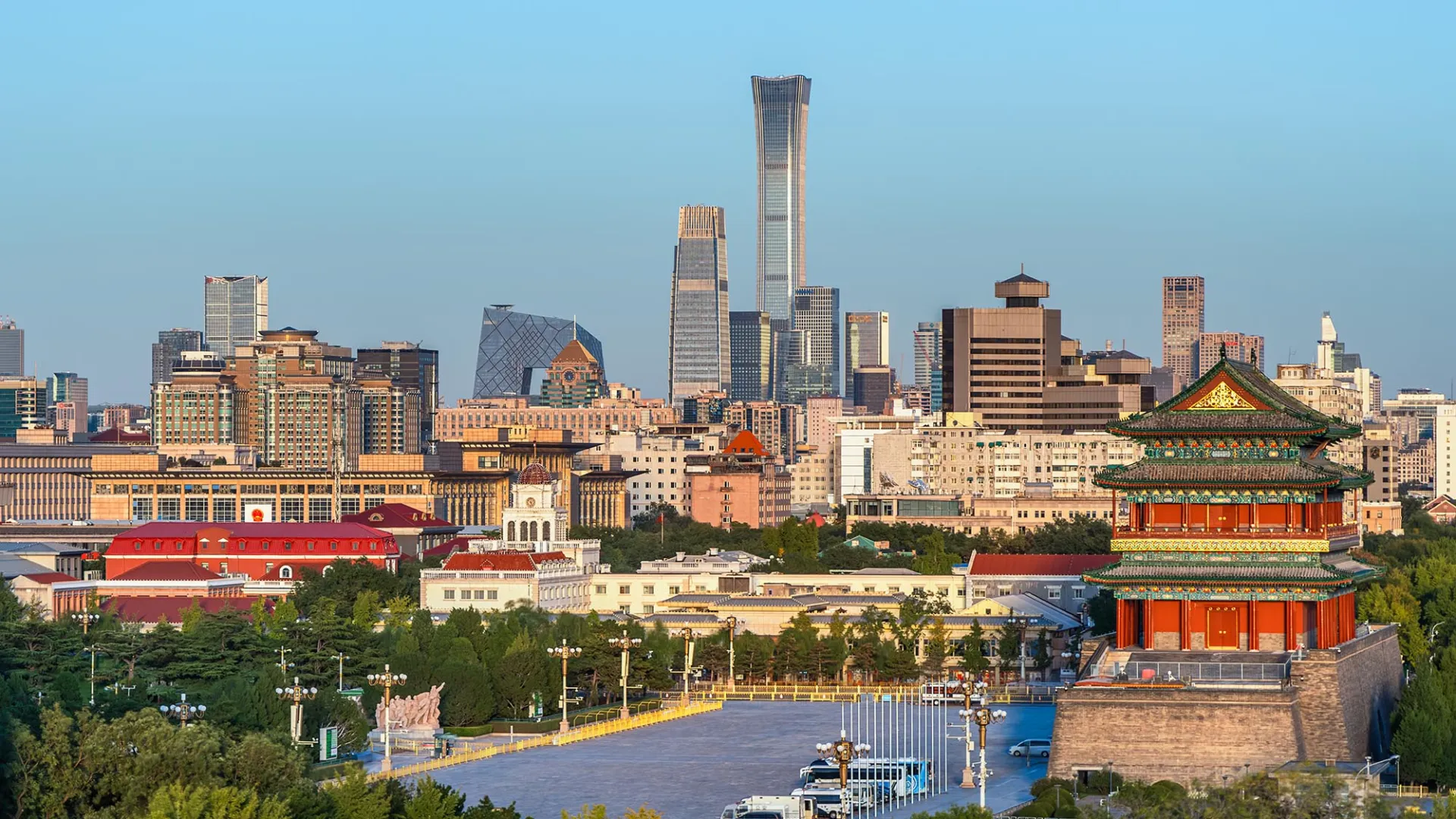 View of the Central Business District Skyline in Qianmen, Beijing, China