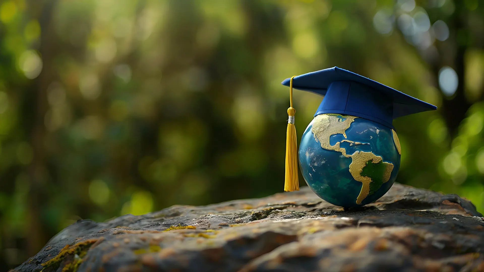 An illustration of a globe on top of a rock.