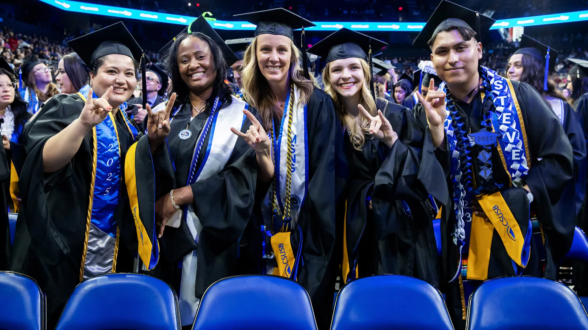 Graduates of Cal State San Bernardino’s College of Natural Science celebrate at the spring 2025 commencement ceremony