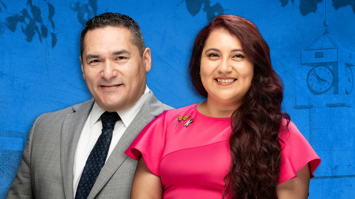 Marvin Espinoza (left) is the Outstanding Doctoral Student and Marilyn Monroy is the Outstanding Graduate Student.