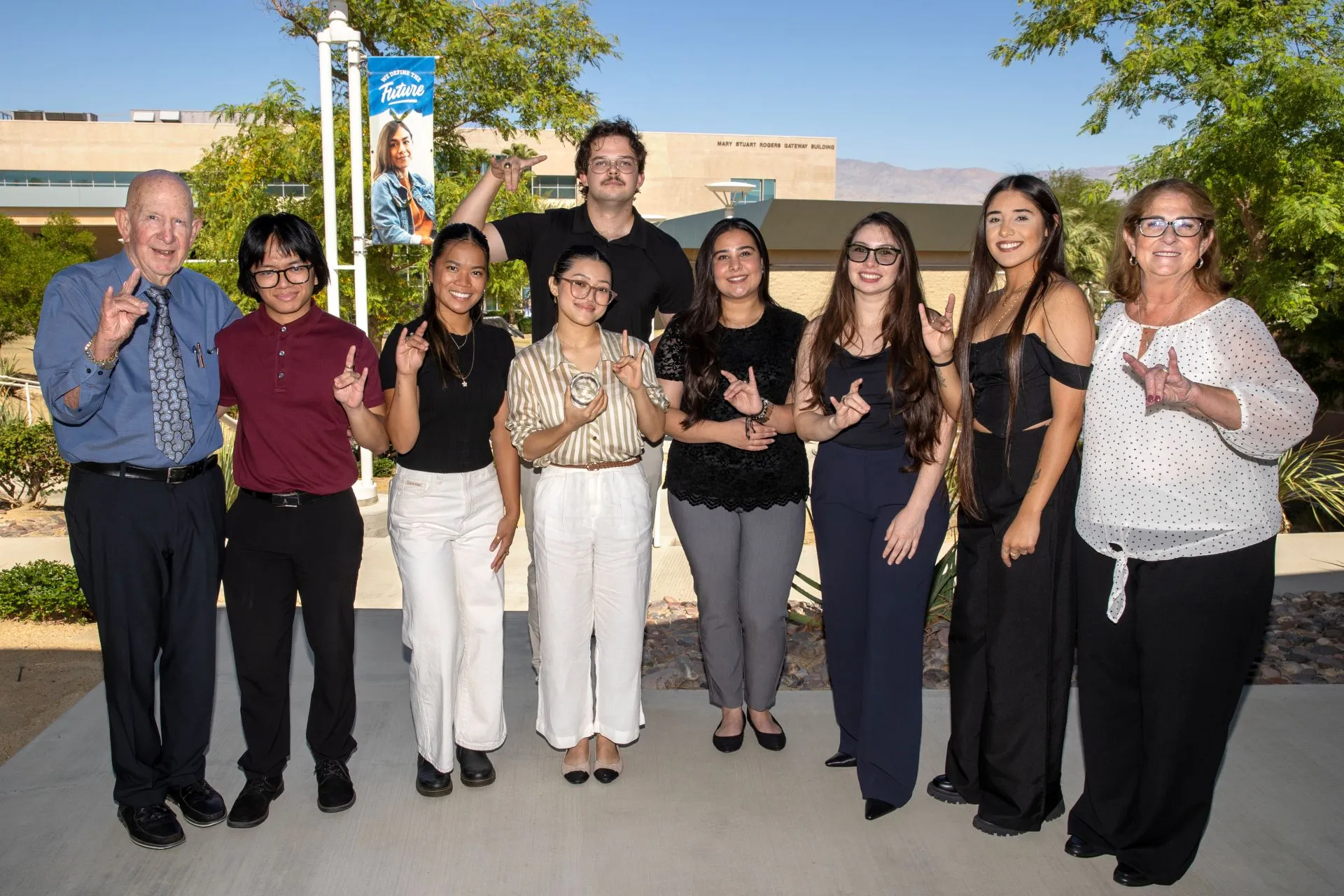 Students and Rogers family at Rogers Scholarship reception