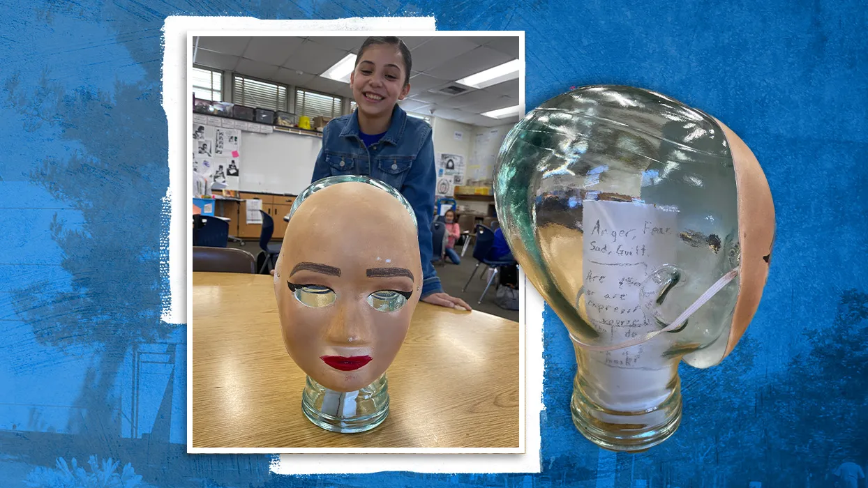 Fourth grader shows off her project