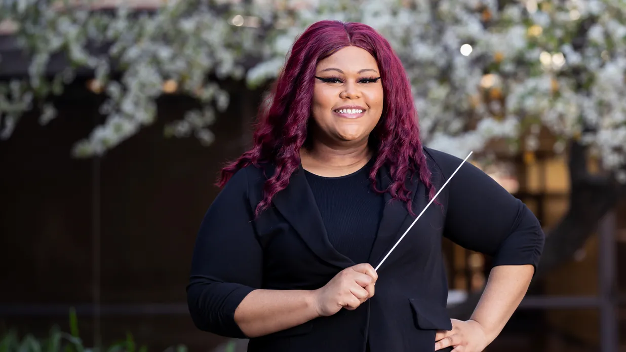 Deja Chandler, the first music student to pursue CSUSB’s new conducting performance major