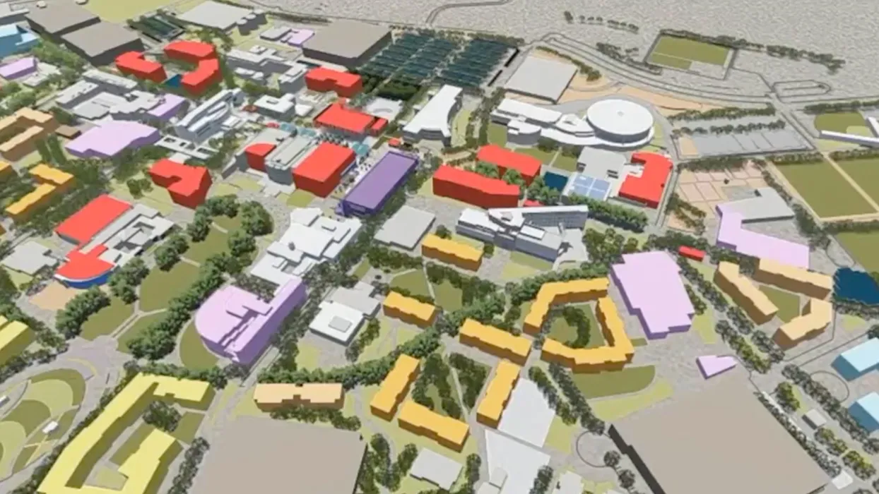 An architect’s rendering of the master plan for Cal State San Bernardino.