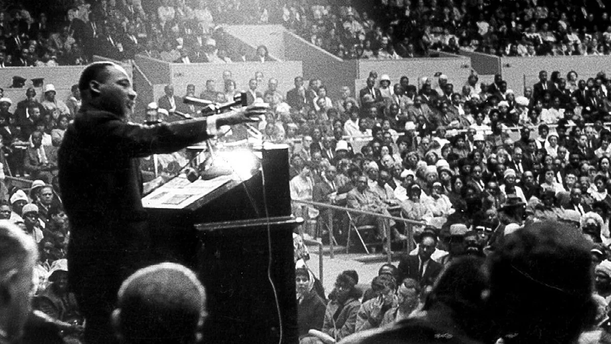 Martin Luther King Jr. giving a speech.