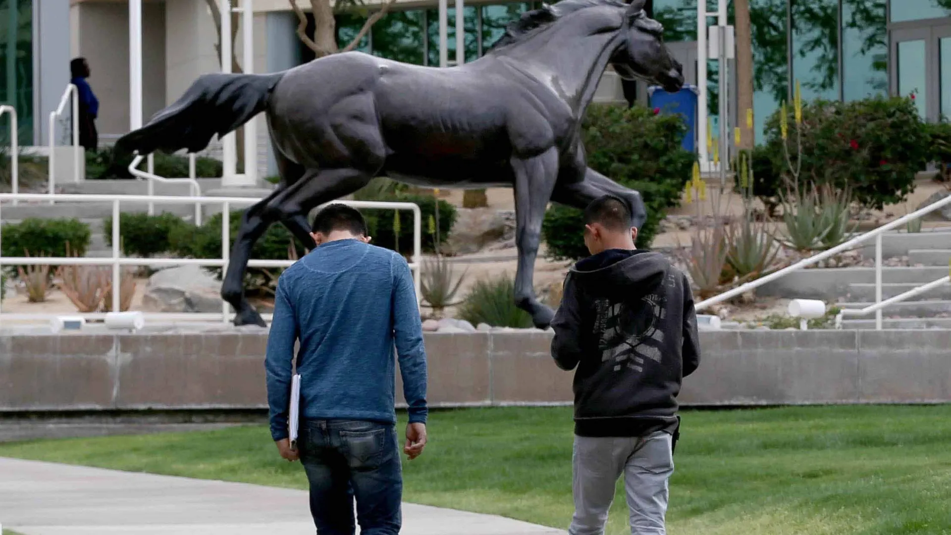 Students are walking in the campus