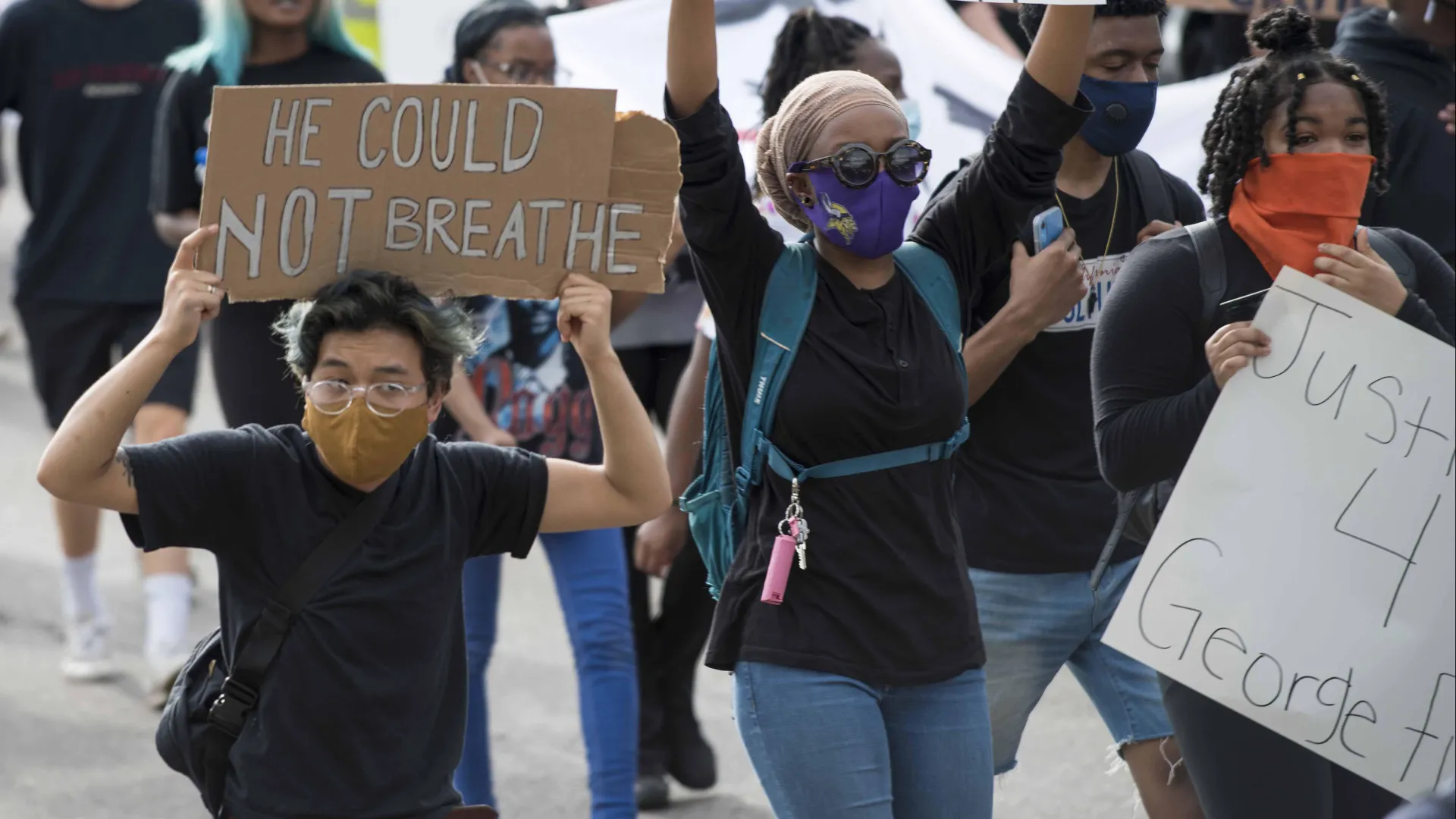 People protesting after George Floyd’s death in May 2020.