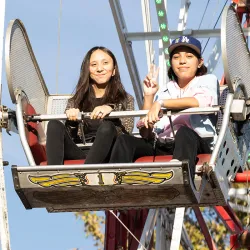 CSUSB students enjoyed the ferris wheel at the Homecoming Bash, which culminated the week-long festivities. 