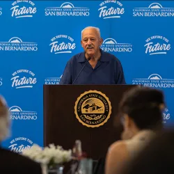 CSUSB President Tomás D. Morales offered welcoming remarks at the Sept. 28 faculty brunch.