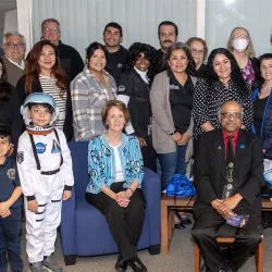 Several attendees of the March 14 Scherba Lecture Series event pose with guest speaker, Kathryn C. Thornton.