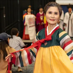 A performer showcases the elegance of her traditional Korean hanbok during the 2023 Korean Festival.