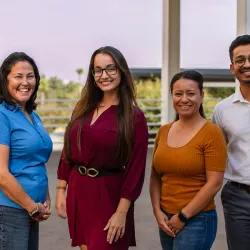 Tomás Gomez-Arias, dean of the Jack H. Brown College of Business and Public Administration (left) and student members of CSUSB’s Society for Human Resources Management leadership team.