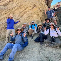 Geological sciences students studying rock formations