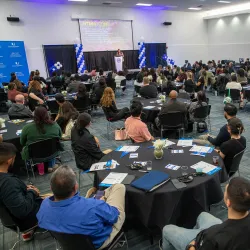 CSUSB alumna Erika Tejeda speaks at the 2024 Celebration of Teaching. The university will host the 2025 Celebration of Teaching on March 20 in the Obershaw Dining Room in the Alumni Center.