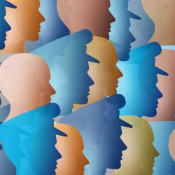 Illustration of police and citizens.