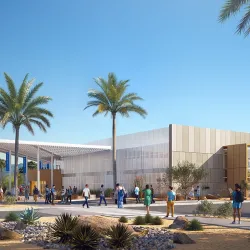 Rendering of Student Services Building at CSUSB Palm Desert Campus
