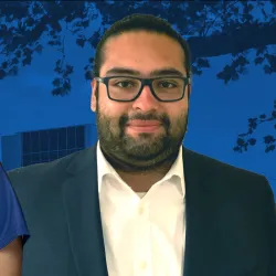 Alaina O’Connell (left), Outstanding Undergraduate Student, and Walter Navarro, Outstanding Graduate Student. 