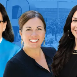 From left: Diana Z. Rodriguez (Distinguished Alumni Award), Miranda Lee (Emerging Leader Award) and Natalia Hale (Coyote Spirit Award) are among the eight who will be honored at the annual Alumni Hall of Fame event in the spring.