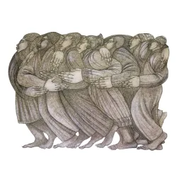 “UMOJA” by Charles Bibbs, 1996. This image was inspired by the first Million Man March, Washington, D.C., in 1995.