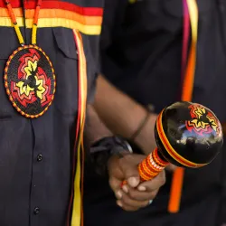 Close up of a Native American rattle. 