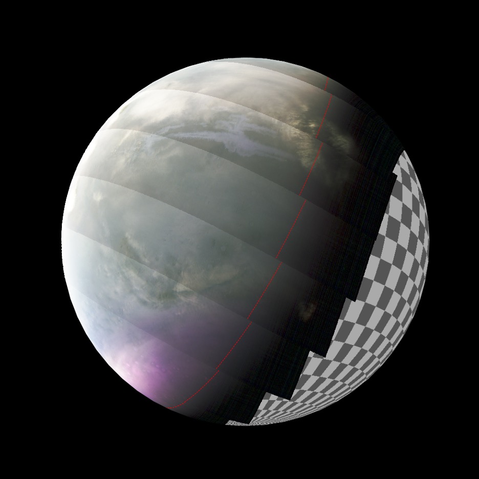 MAVEN/IUVS ultraviolet image of Mars (NASA/LASP/CU Boulder, Image processing by Kyle Connour)