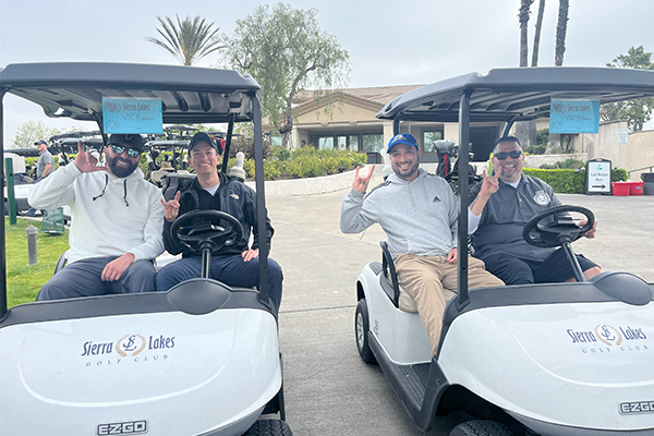 Participants in the CSUSB Spring Classic Golf Tournament held at Sierra Lakes Golf Club in Fontana show Coyote Spirit!