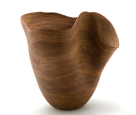 One of the items on display in the “Korean Craft: Yesterday and Today” exhibit is “Flow,” a contemporary wooden piece by Kim Junsu.  