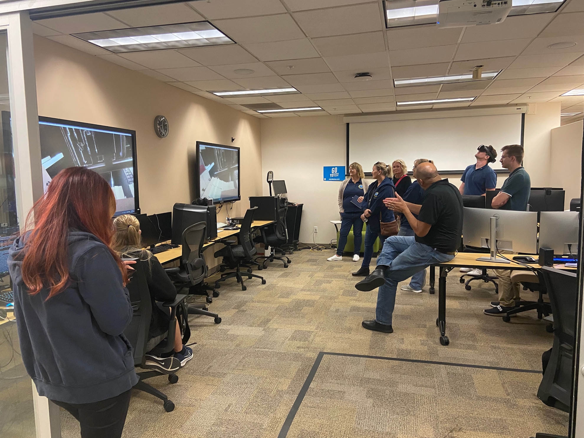 Visitors from the San Bernardino City Unified School District were treated to a tour of CSUSB’s xREAL Lab, which showcased the work of university faculty and students.