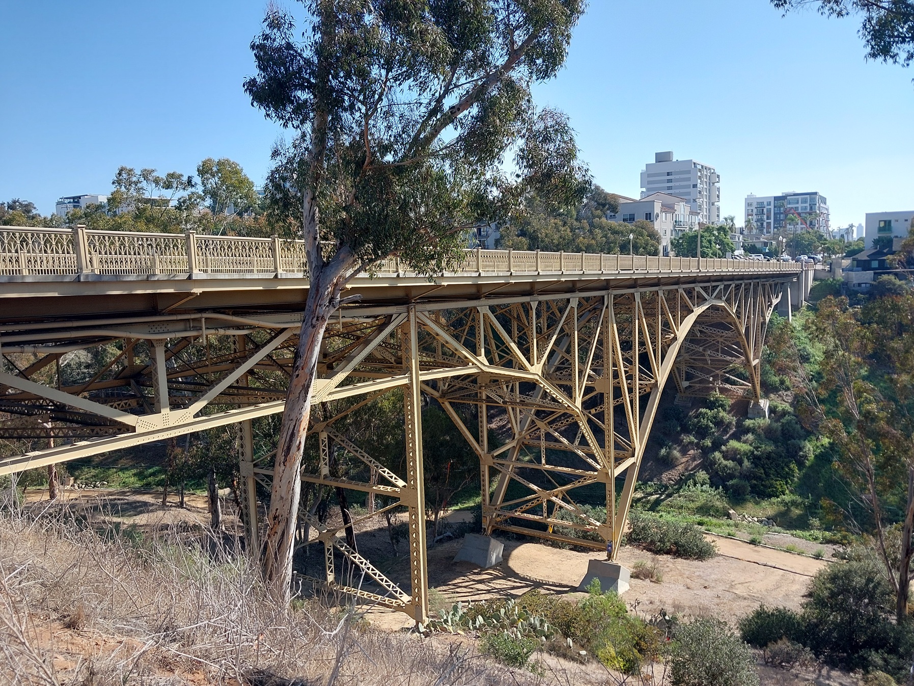 steel arch bridge over ravine 