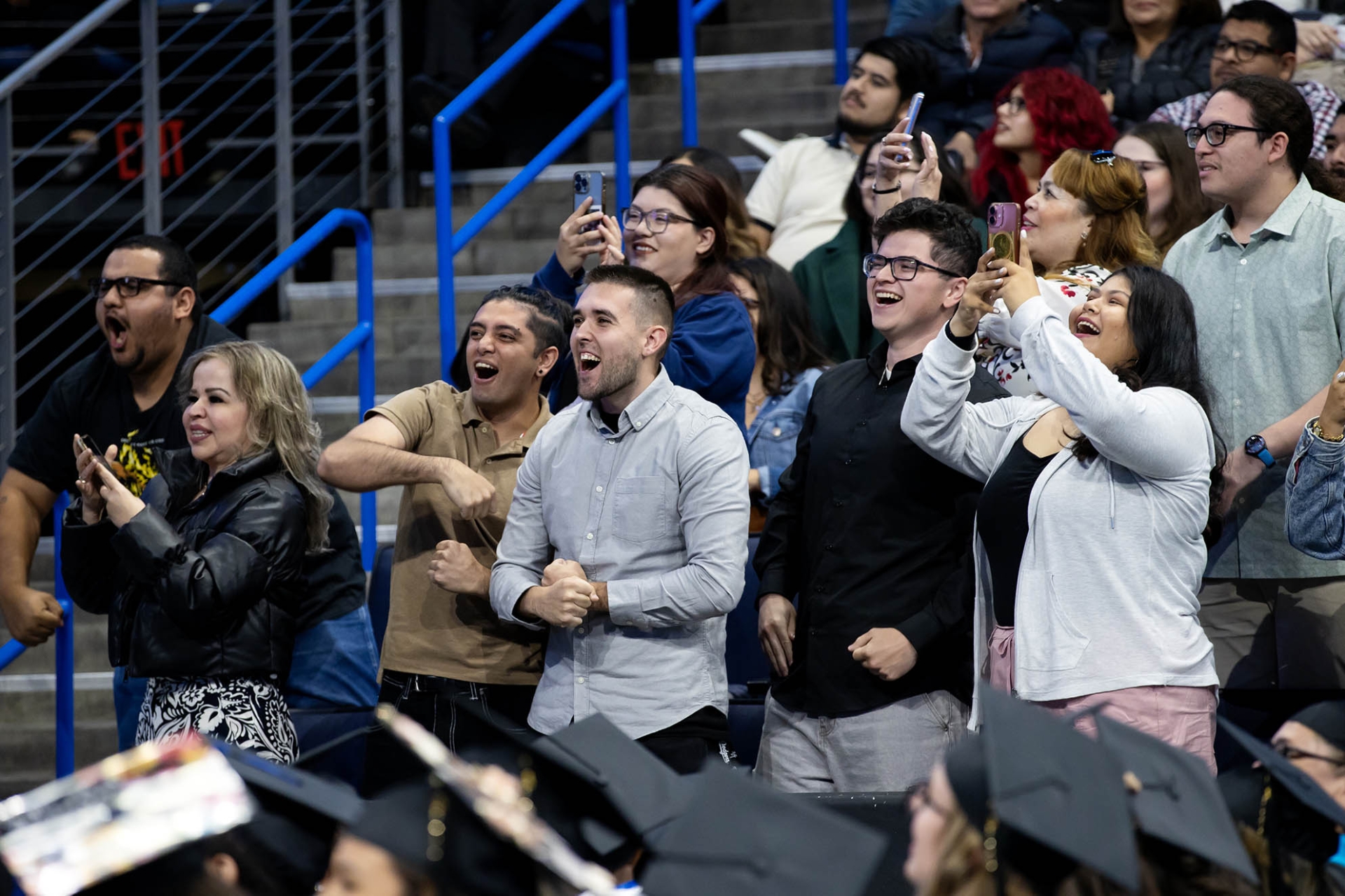 Some of the family and friends who celebrated with CSUSB’s Class of 2025 during one of the five commencement ceremonies that took place May 16-17 at the Toyota Arena in Ontario.
