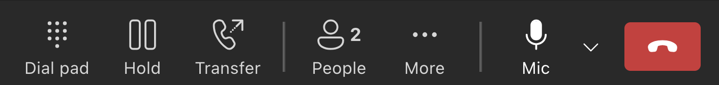 Toolbar during a call