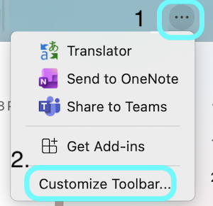 Customize Toolbar menu
