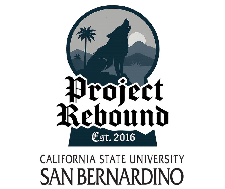 Project Rebound logo, howling coyote plus "est. 2016"